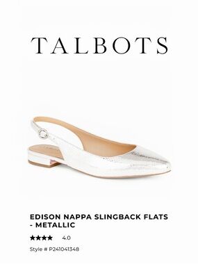 NEW Talbots $139 Edison Napa Slingback Flats - Metallic